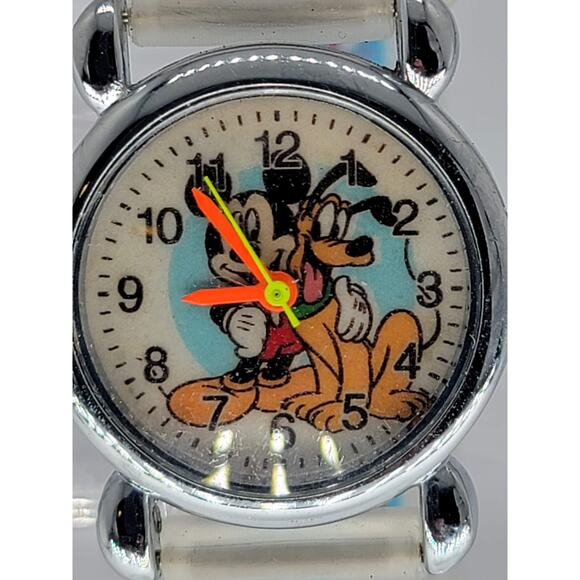Disney Mickey Mouse and Pluto Wrist Watch Learn Time Soft Silicone Children